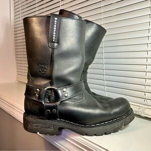 Ariat Carbide H2O Black 11" Motorcycle Boots Metal Mounts Men’s Sz 10 D Zipper
